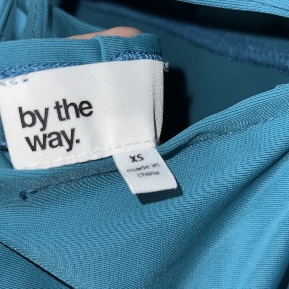 Revolve. By the way. Ingrid Deep V Mini Dress in Teal - Picture 9 of 11